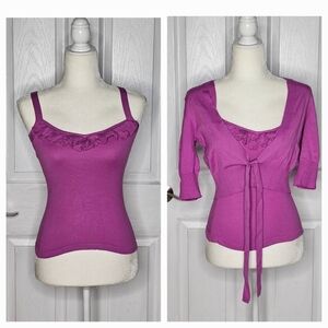 Nicole By Nicole Miller Magenta  Cami Sweater Top XS